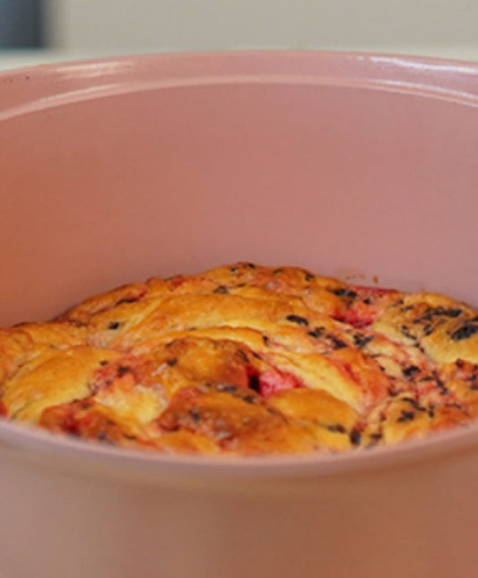 Brioche aux pralines roses et pépites de chocolat