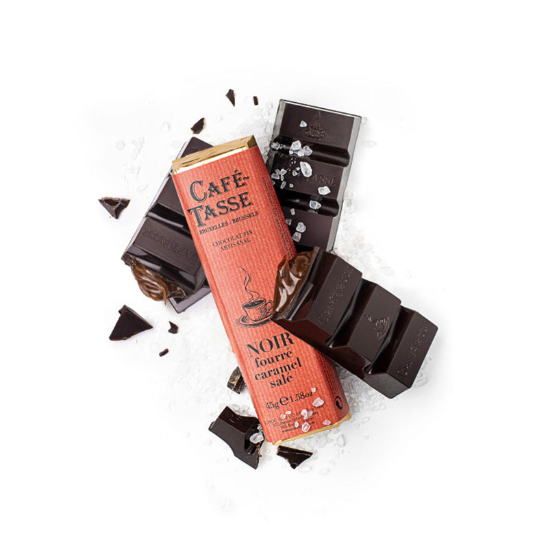 Barre de chocolat noir caramel salé