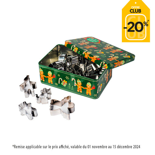 Boîte métal 25 découpoirs Noël vert