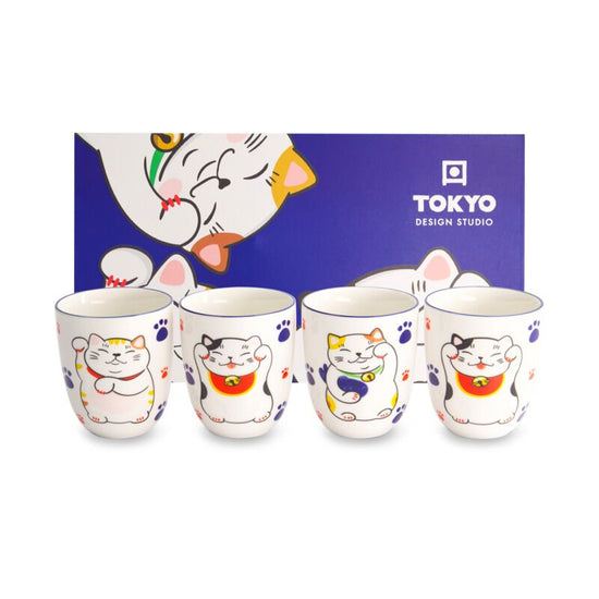 Coffret 4 tasses kawaii Lucky Cat