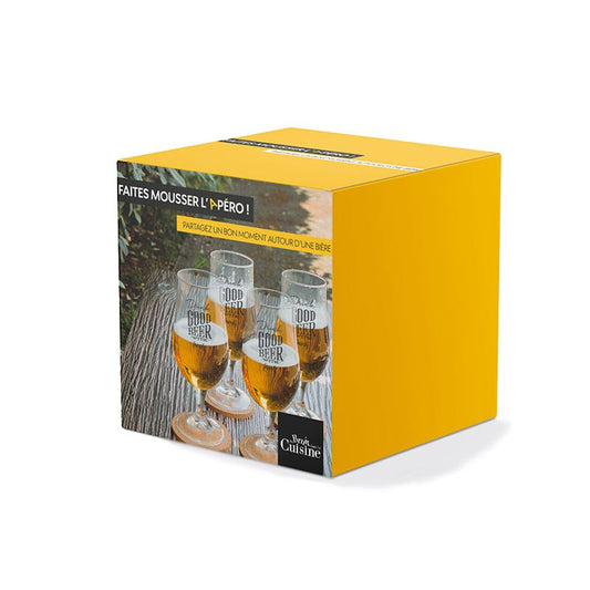 Coffret 4 verres bière + sous-verre