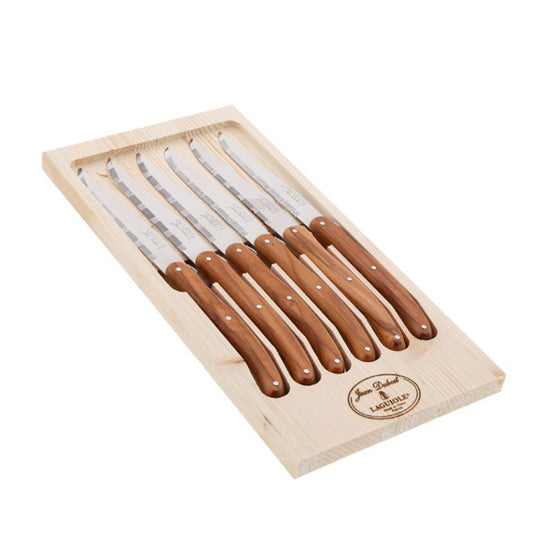 Coffret 6 couteaux bois d'olivier