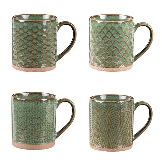 Coffret de 4 mugs jaspe 35cl vert