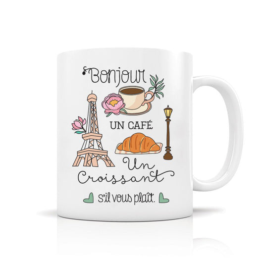 Mug céramique bonjour un café un cr