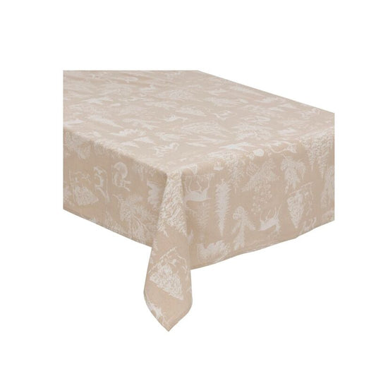 Nappe en polycoton beige imprimé an