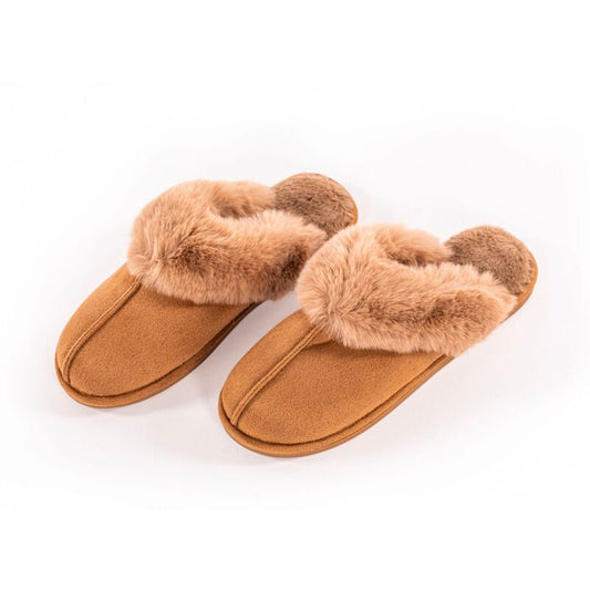 Pantoufles suede snuggs cognac