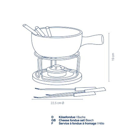 Service fondue natura 10 pièces