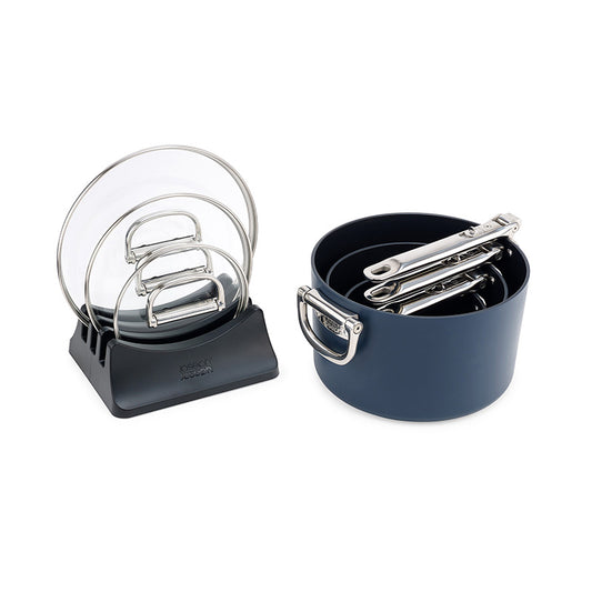 Set 3 casseroles et couvercles antiadhésives bleues SPACE Joseph Joseph