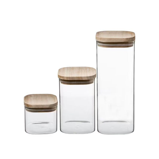 Set de 3 bocaux verre couvercle en