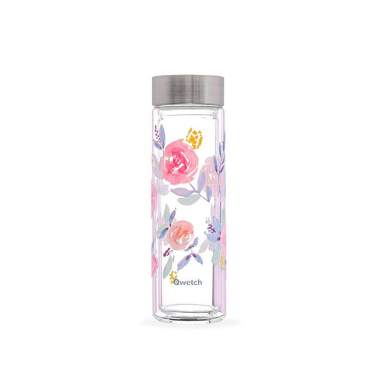 Théière verre double paroi Roses